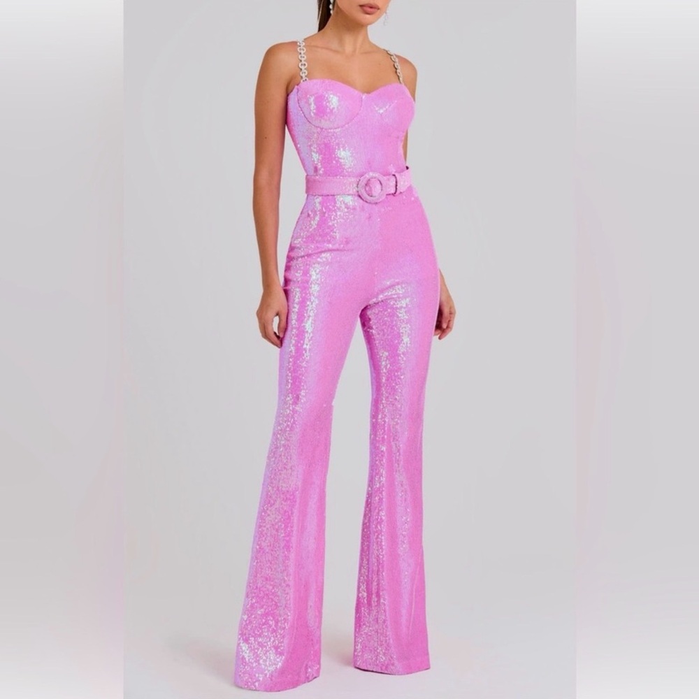 NADINE MERABI Glittering Pink Jumpsuit